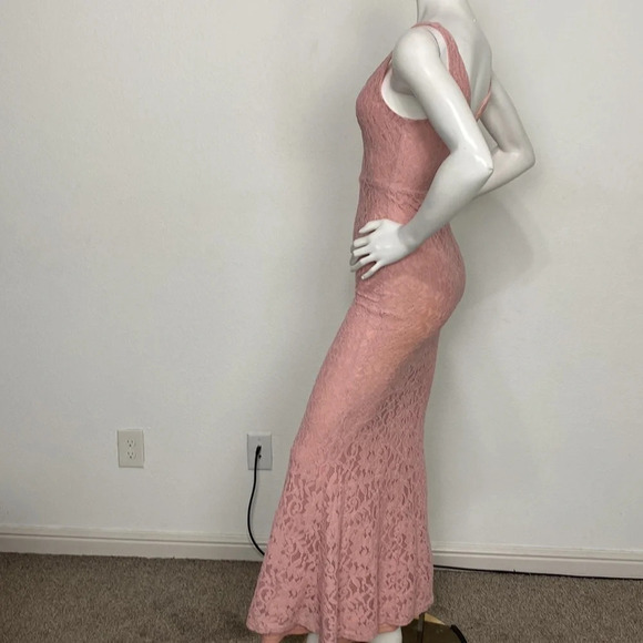 Lulus Floral Lace Glam Galore Blush Pink Lace Sleeveless Maxi Dress Size XS - Picture 6 of 9